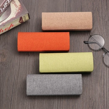 

1PC Women Men Spectacle Case Retro Oval Glasses Box Sunglasses Linen Folding Eyewear Case Optical Storage Unisex Glasses Case