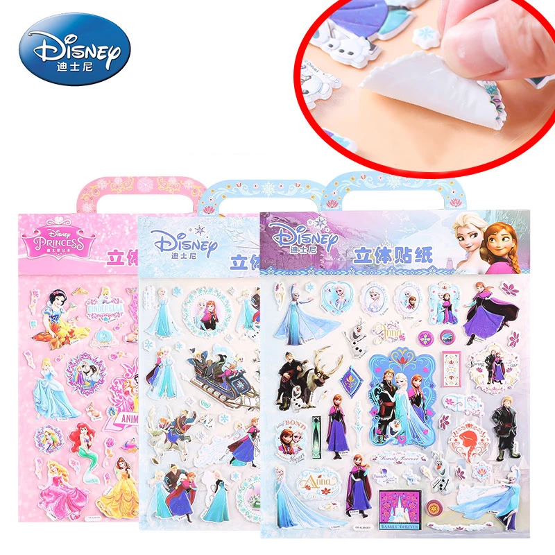 

Disney Frozen 2 Portable Stickers Toy Princess Elsa Anna Olaf Bubble Sticker Graffiti Decoration Skateboard Kids Room 3D Sticker