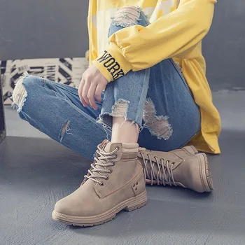 

Women's Lace up Ankle Boots Low Heel Work PU Leather Boots Winter Snow Boots Warm Comfortable Ankle Boots for Woman Plus Velvet