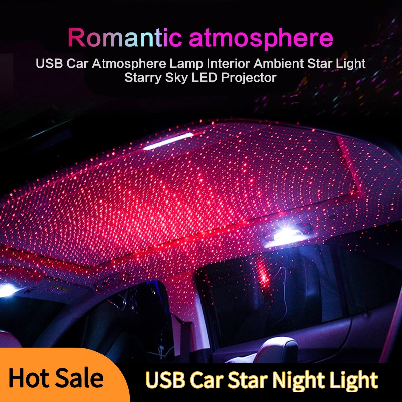 Miniluz LED ajustable para Interior de coche, proyector de luz nocturna de estrellas, lámpara de galaxia de Ambiente, Lámpara decorativa USB