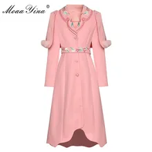 MoaaYina модное дизайнерское шерстяное пальто зимнее женское с длинным рукавом с вышивкой элегантное теплое пальто