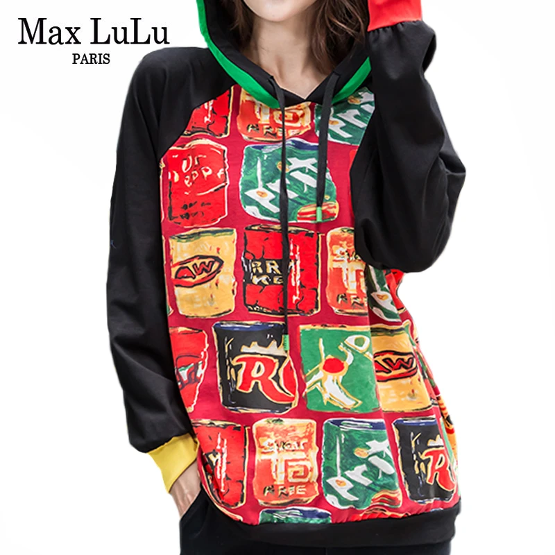 Женские толстовки в стиле панк Max LuLu винтажные с капюшоном и принтом хип хоп осень