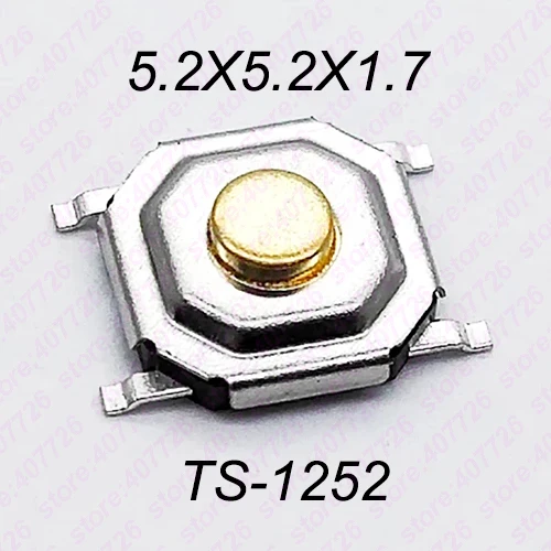 H 1.7MM Высокое качество, 50 шт., 5,2x5,2x1,5 мм до 9 мм, 4PIN, SMT, металлический Тактический кнопочный переключатель, тактовый переключатель, клавиша, динамик, аудио кнопка - Цвет: H 1.7MM