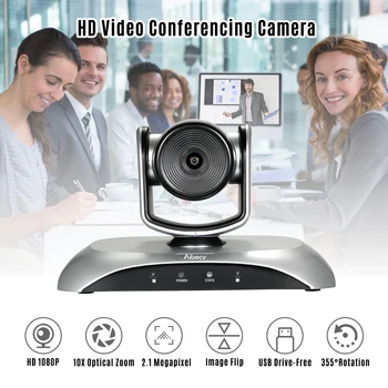

Aibecy 1080P HD Video Conference Camera 10X Optical Zoom Webcam 3D Noise Reduction 355° Rotation Plug & Play with Remote Control