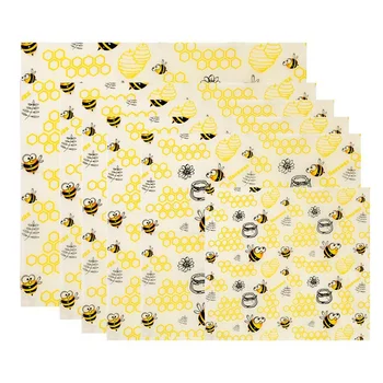 

6 Pack Reusable Food Beeswax Wrap (1 Large, 4 Medium, 1 Small) Eco-Friendly Wax Wrap Beeswax Cling Film for Food Storage Sandwic