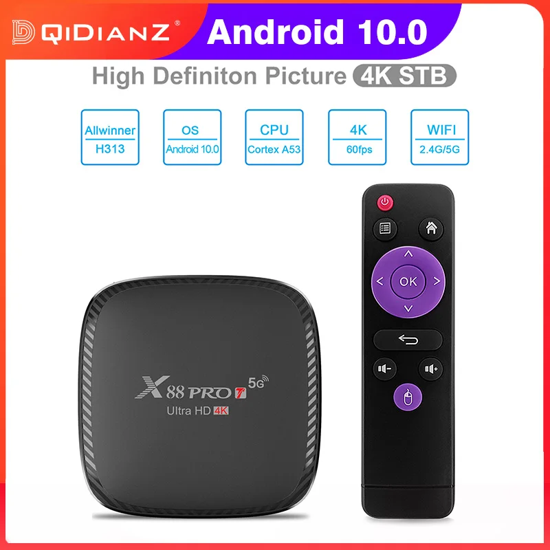 Смарт ТВ коробка X88 PRO T Android 10 0 1G 8G 2G/16G 2 4G 5G WI FI H313 Youtube 4 к HD медиа плеер X88PRO Декодер