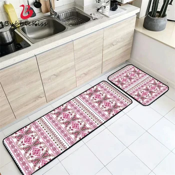

Bubble Kiss Nordic Rose Red Flower Pattern Strip Kitchen Mat Farmhouse Home Decor 40cmX60cm Floor Mats Polyester Kitchen Rugs