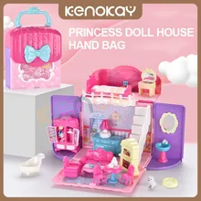 

KENOKAY Princess Dollhouse dream Handbag toy Set for Girls,Simulation Furniture Set for Barbie Dolls,Christmas, birthday gift fo
