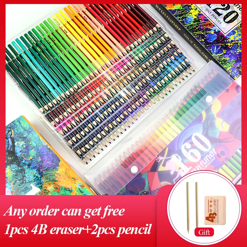 Brutfuner – Ensemble De Crayons De Couleur À L'huile, 48 72 120 160 180,  Pour Dessin Professionnel, Fournitures D'art - En Bois De Couleur Crayons -  AliExpress