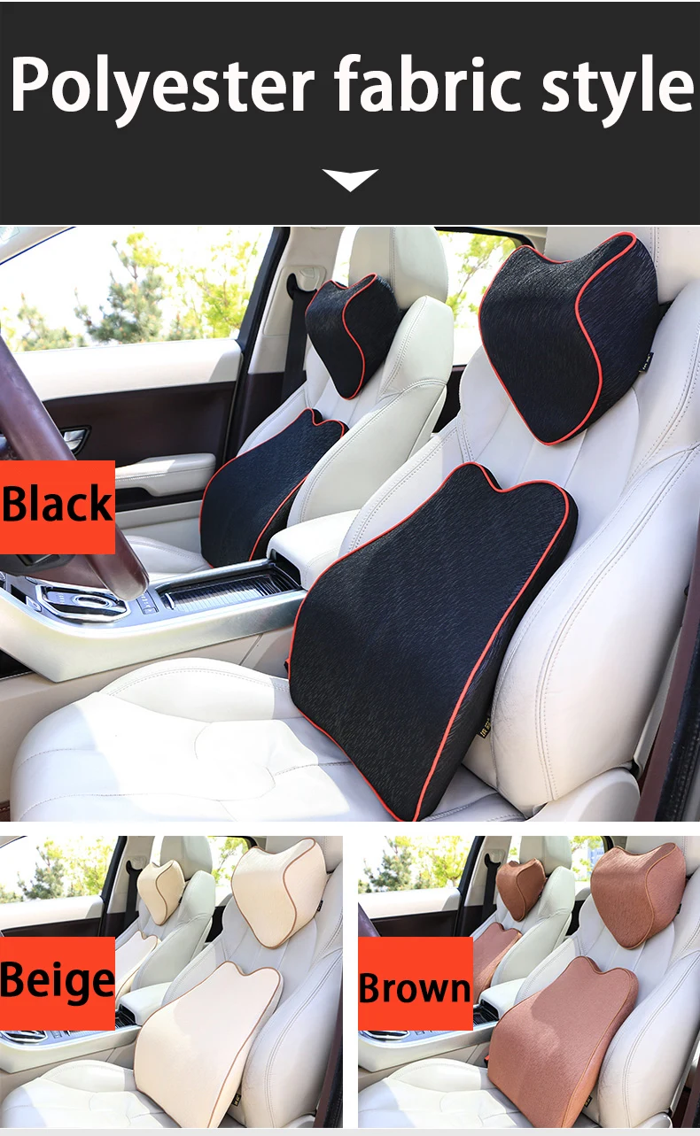 Car Neck Pillow 3d Memory Foam Lumbar Cushion Auto Headrest Car Seat Supports Waist Cushion Auto Massage Back Pain Pillow Sets