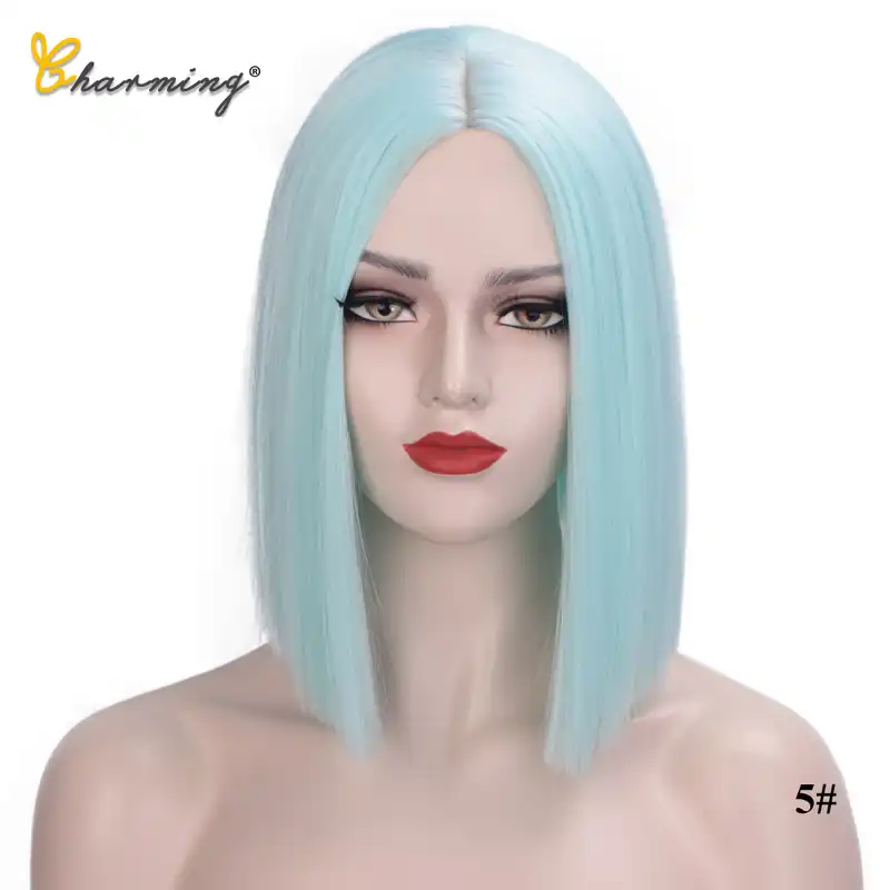 Ocharovatelnye Chernye Rozovye Sinteticheskie Pariki Dlya Zhenshin Srednej Dliny Volosy Bob Parik Termostojkie Bobo Pricheska Kosplej Pariki Aliexpress