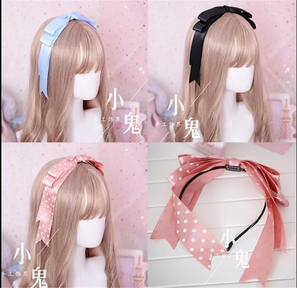 Bow Ribbon Hairpin Handmade Hair Accessories Lolita Cosplay Femal Sweet Headwear B551 anime hair accessories,game cosplay props