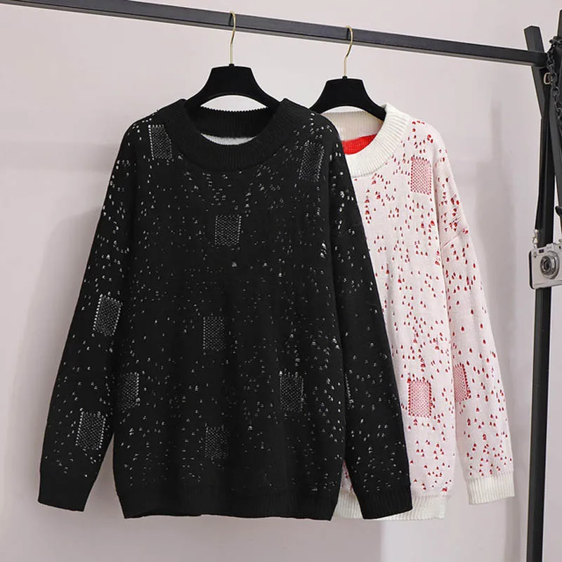 Autumn winter sweater women plus size bust 150cm 5XL 6XL 7XL 8XL 9XL black pink colors | Женская одежда