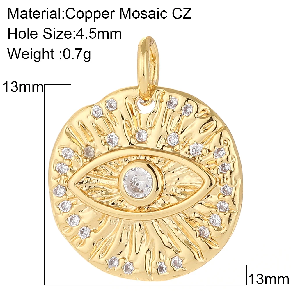 Turkish Evil Blue Eye Amulet Charms for Jewelry Making Supplies Gold Lock Charm Diy Pendant Designer Coin Necklace Bracelet CZ