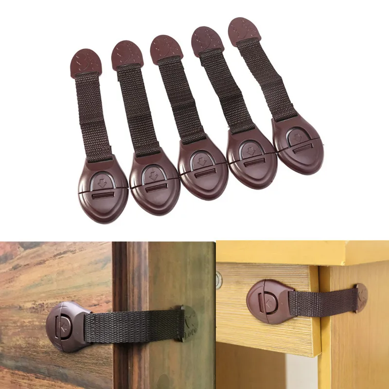 

4pcs/lot Coffee Color Cabinet Lock for Baby Furniture Door Drawer Refrigerator Toilet Safety Locks Infant Children Protector