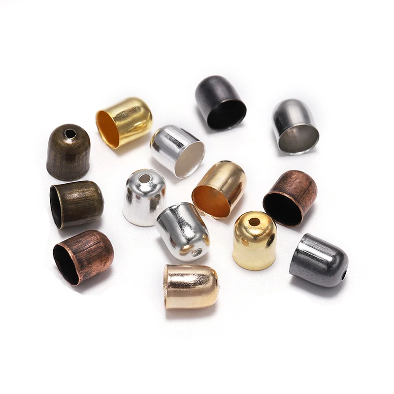 200 Stck. Edelstahl Gold/Silber Quetsch Endspitzen Kappen Kette Kordel