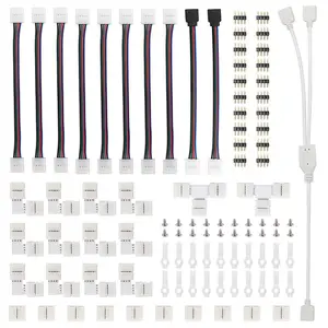 95 stücke 5050 4-pin LED Streifen Stecker Kit mit T-Förmigen L-Förmigen Jumper Streifen Clips licht Draht Verbindung Terminal Splice