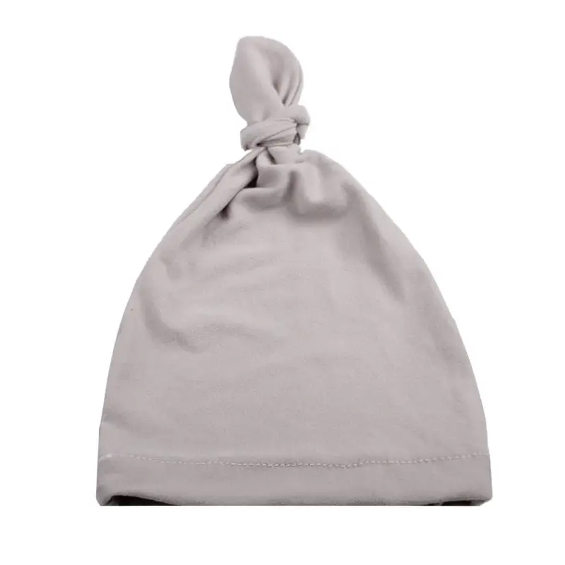 Хлопковая шапочка для новорожденных; вязаная шапка для мальчиков и девочек; мягкая шапка для малышей; очень мягкая детская шапка - Цвет: Серый