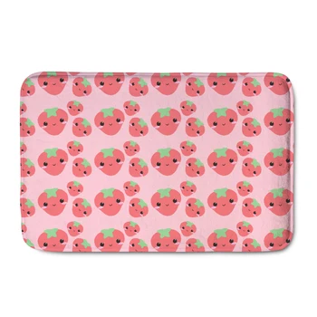 

Upetstory Strawberry Print LIving Room Door Mat Floor Mat Absorbent Doormat for Bathroom Flannel Pink Welcome Rugs Home Decor