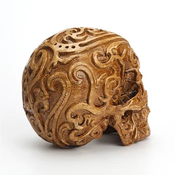 

1PC Carved Skull Decorations Auspicious Clouds Skull Decor Resin Skull Head Crafts Household Halloween Adornment for Party Home