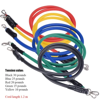 

Fitness Resistance Bands Heavy Workout Exercise Tubes 11 Pcs/Set Crossfit
