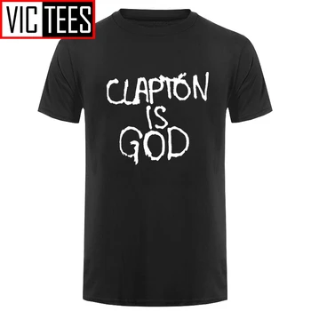 

Men Eric Clapton Music Tee Shirt Clapton is God - White On Black Plus Size T Shirt 2018 Fashion T-Shirt Beach Casual Tee Shirts
