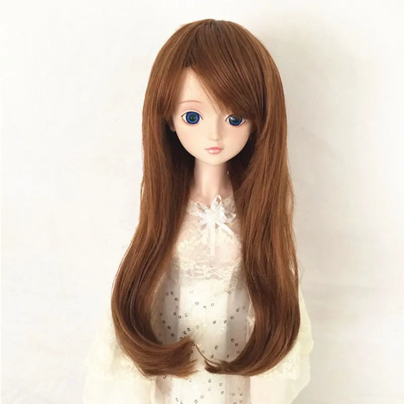 BJD sd 1/3 1/4 1/6 Детский парик для кукол с косыми бахромой и микро изгибом коричневые