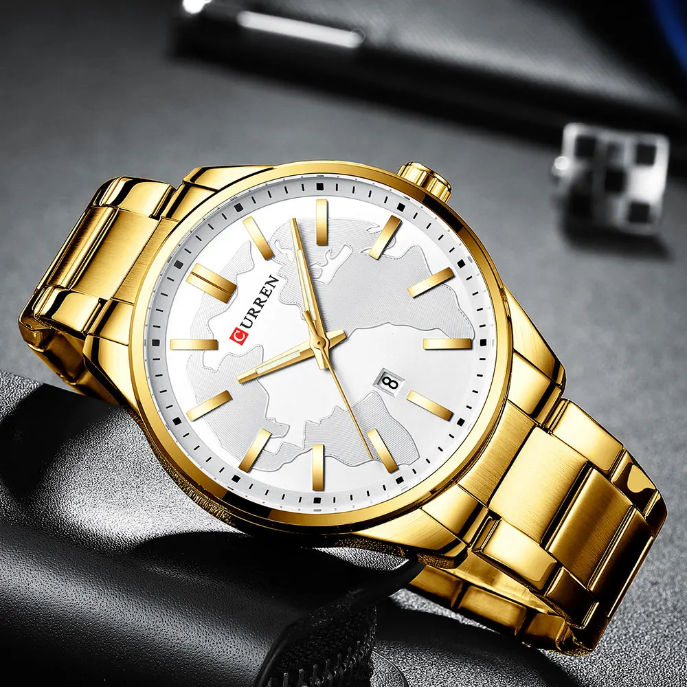 Top Fashion Brand CURREN New Quartz Watches for Men Unique Dial Business Stainless Steel Band Gentlemen's Wristwatch Clock Male