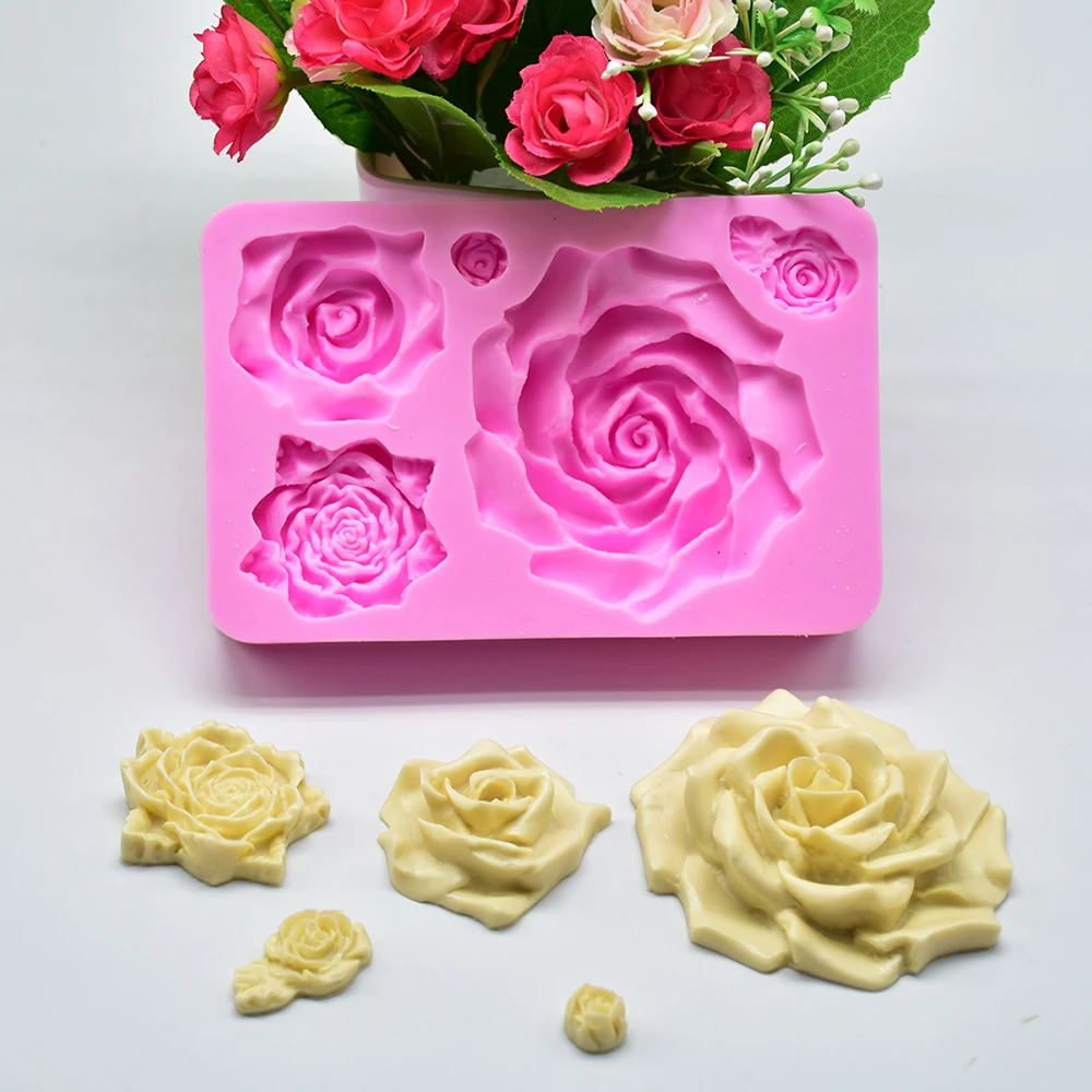 Роза с силиконовая форма в виде листьев Fondant(сахарная) форма для шоколадной мастики Кухня десерт украшение торта, выпечки инструмент