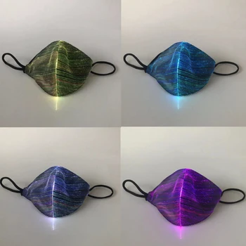 

7 Color LED Light Optical Fiber Fabric Masks Halloween Personality Chargeable Dustproof Bar Glow Party KTV Props