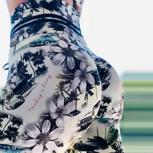 Женские леггинсы с цветочным принтом, спортивные штаны для фитнеса и бега