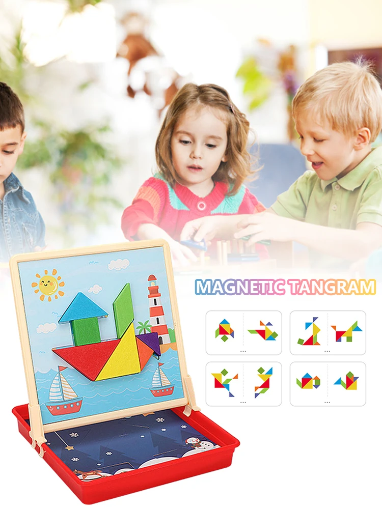 Детский Tangram креативный DIY трехмерный разнообразный пазл раннее образование Интерактивная магнитная головоломка игрушка