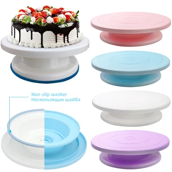 

Plastic Cake Plate Turntable Rotating Anti-skid Round Cake Stand Cake Decorating Rotary Table Kitchen DIY Pan Baking Tool