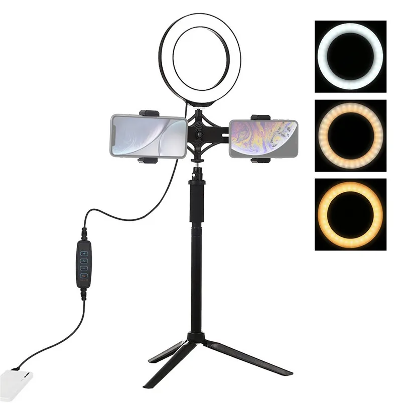 3 Modes 20LEDs Ring Light 4.7 Inch With Tripod Stand Cell Phone Holder USB LED Light Self-Timer makeup Light Lamparas 40AUG296