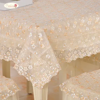 

Proud Rose Rural Lace Table Cloth Pink Embroidered Tablecloth Rectangular Modern Tablecloth Eedding Decoration Chair Cushion