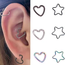 1 шт. 316L хирургическая сталь Daith Сердце Звезда Кольцо хряща трагус Пирсинг обруч губы Нос Кольца орбитальные Ушные Шпильки спираль ювелирные изделия