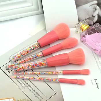 

New 5pcs Candy Unicorn Crystal Makeup Brushes Set Make Up Tools Foundation Powder Blusher Highlighter Eyeshadow Blending Brush