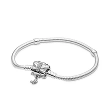 Аутентичные 925 пробы Серебряные Оригинальные моменты декоративные бабочки браслет в европейском стиле Подходит для женщин шарик шарм браслет подарок DIY ювелирные изделия