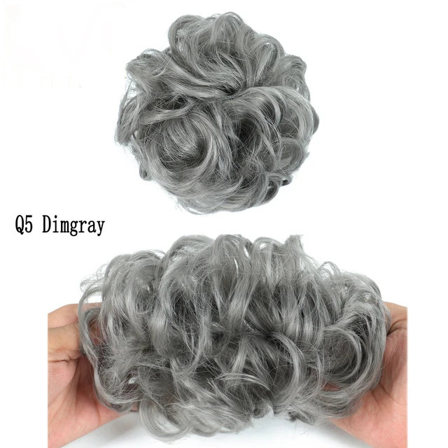 MERISIHAIRHair Extensions Wavy Curly Messy Hair Bun Extensions Donut Hair Chignons Hair Piece Wig Hairpiece headwear rings ring Dimgrey