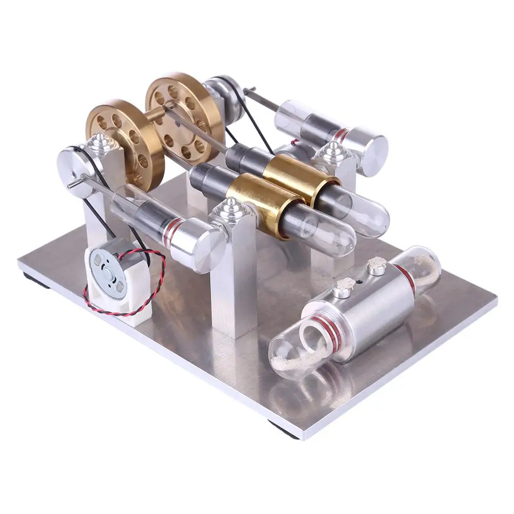 Высокомощный кварцевый двухцилиндровый генератор Стирлинга, модель игрушки для домашнего декора, обучающая модель для детей, паровой комплект