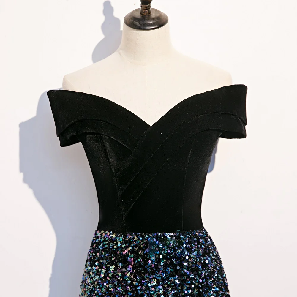 Vestidos De Gala платья для выпускного вечера Длинные велюровые с блестками с открытыми плечами Vestidos De Fiesta Largos Elegantes De Gala