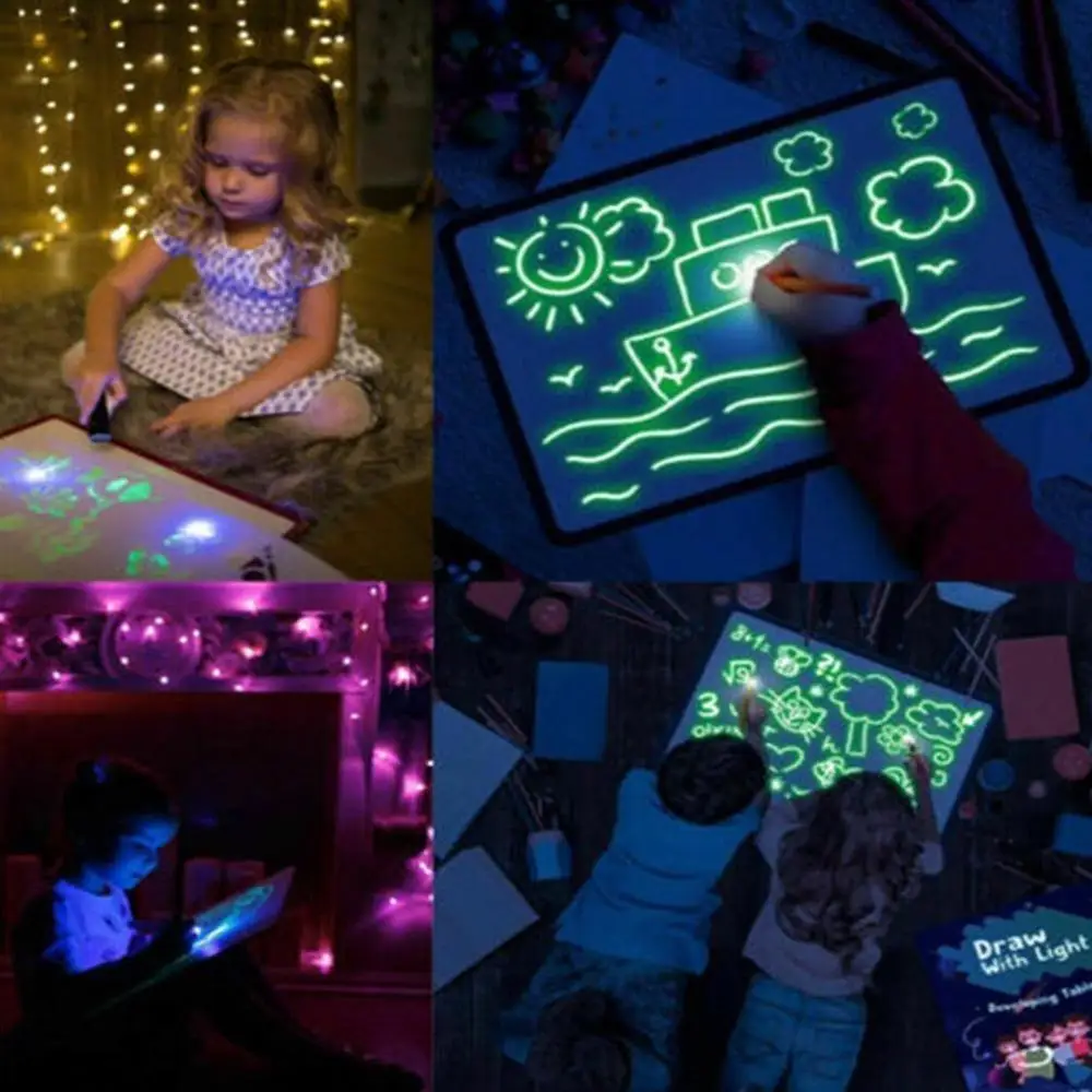 

3D Light Painting board Children Magic Writing Board Light Board Double pen English Version Education Toy Interactive Toy
