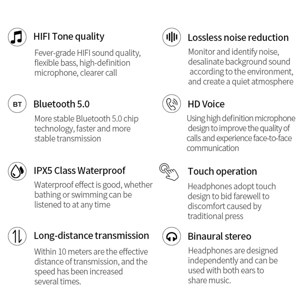 Мини водонепроницаемый Сенсорный контроль беспроводные Bluetooth наушники-вкладыши спортивные наушники Встроенный микрофон
