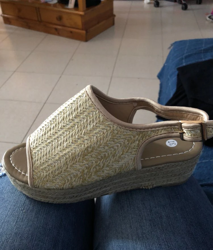 Sandalias mujer; коллекция года; летние женские пеньковые сандалии; женская пляжная обувь с вышивкой; обувь на платформе с открытым носком; сандалии с застежкой