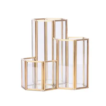 

Hollow Three Hexagons Pen Holder Makeup Brushes Vase Storage Box With Nordic Style Home Office Desk Container Tool