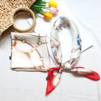 

New 70x70 cm Spring Autumn Small Silk Chain design Square Scarfs Women's scarves neckerchief scarf for hair