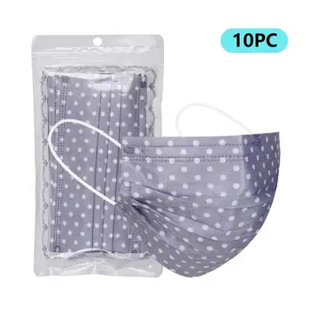 

10pcs Adult Disposable Face Mask mondkapjes wegwerp Mouth Covering Fashion Dot print Anti Dust Personal Multiple Protective Mask