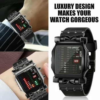 

Watch Men часы мужские Digital Watch Luxury Fashion Business Square Style Cool Colorful LED Digital Watch Binary Wrist Black