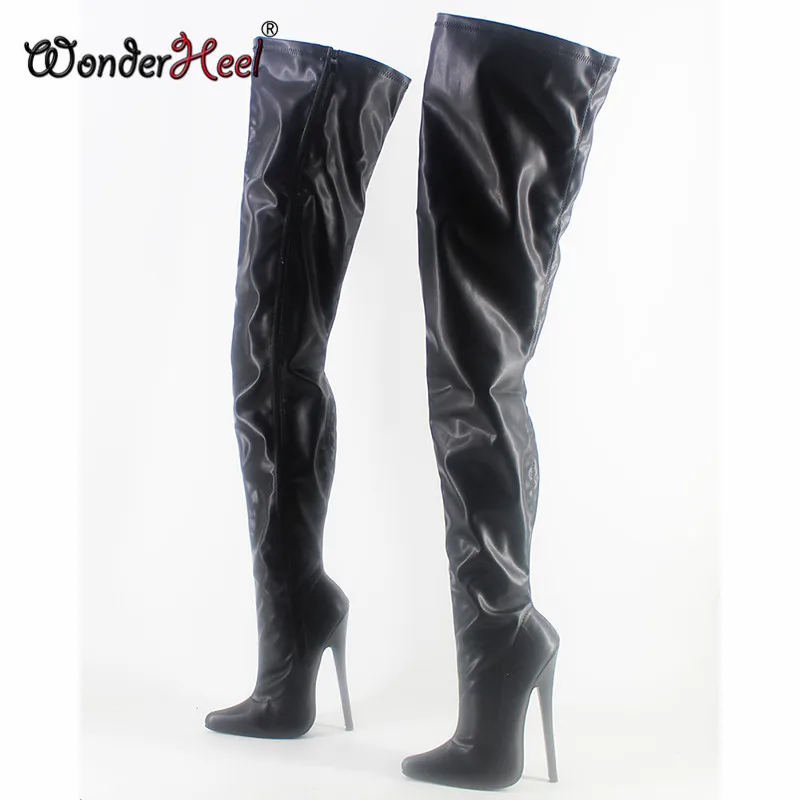Wonderheel очень высокий каблук 18 см с острым носком на шпильке выше колена ультра