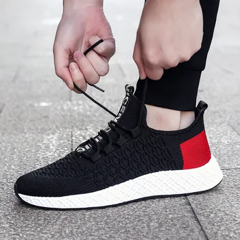 

Mesh Breathable Weaving Male Flats Solid Outdoor Walking Sneakers Men Nice Light Weight Men Casual Shoes